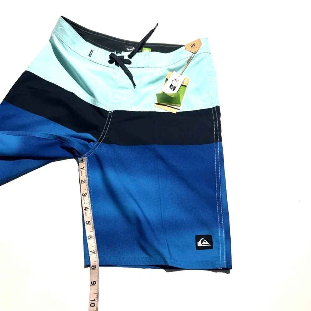 Quiksilver Boardshorts‎ Youth Size 29 Swim Trunks Blue Pocket & Drawstring NWT